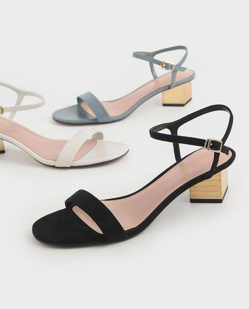 CHARLES & KEITH - Giày sandals cao gót đế vuông Sculptural Chrome