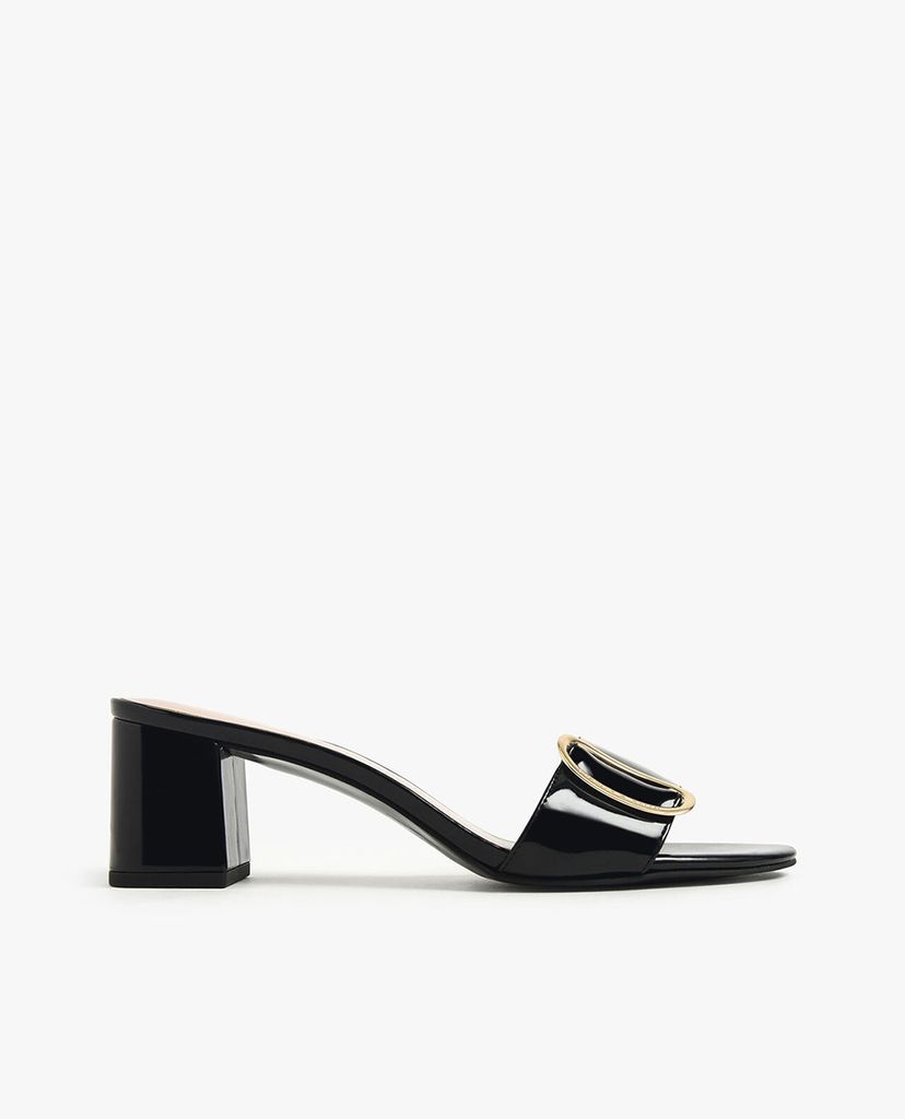 CHARLES & KEITH - Giày sandals cao gót Oversized Buckle Patent