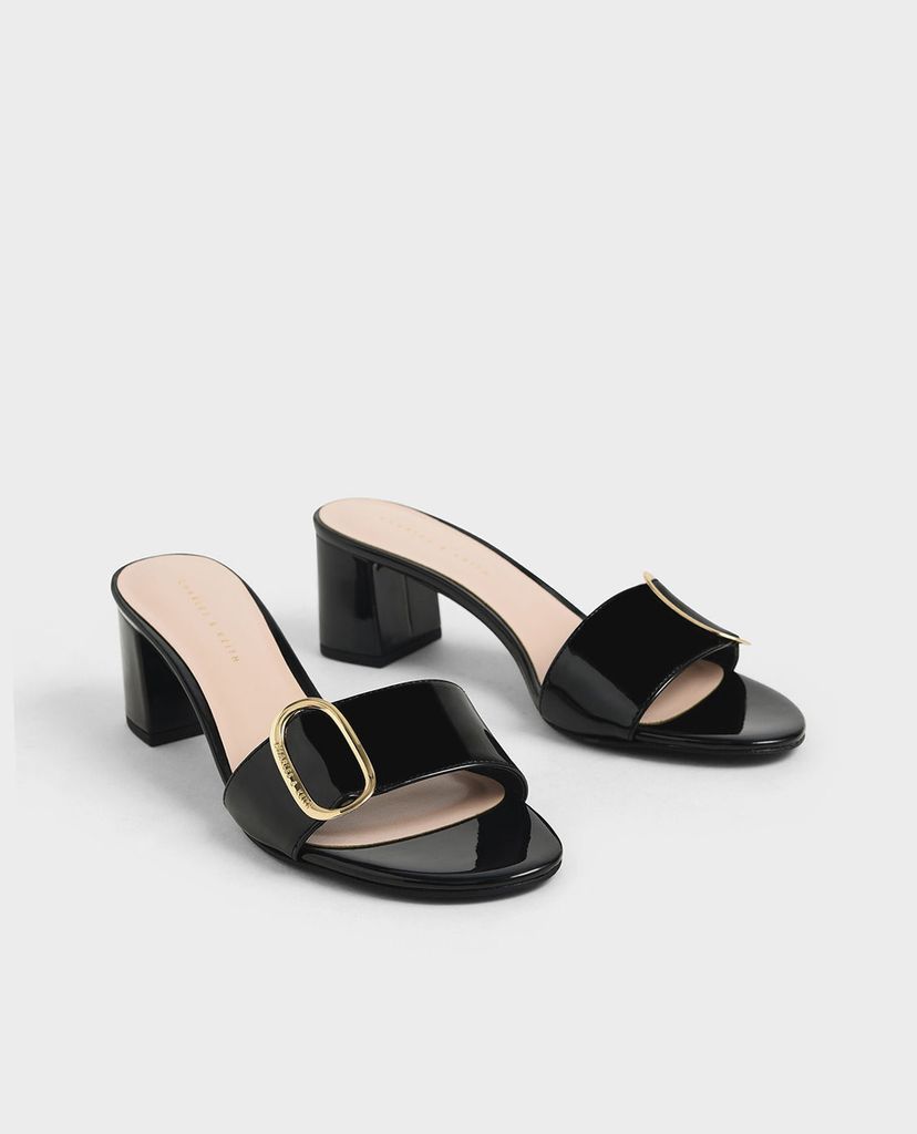 CHARLES & KEITH - Giày sandals cao gót Oversized Buckle Patent