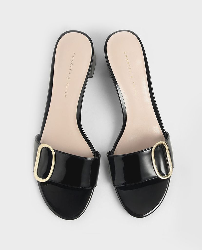 CHARLES & KEITH - Giày sandals cao gót Oversized Buckle Patent