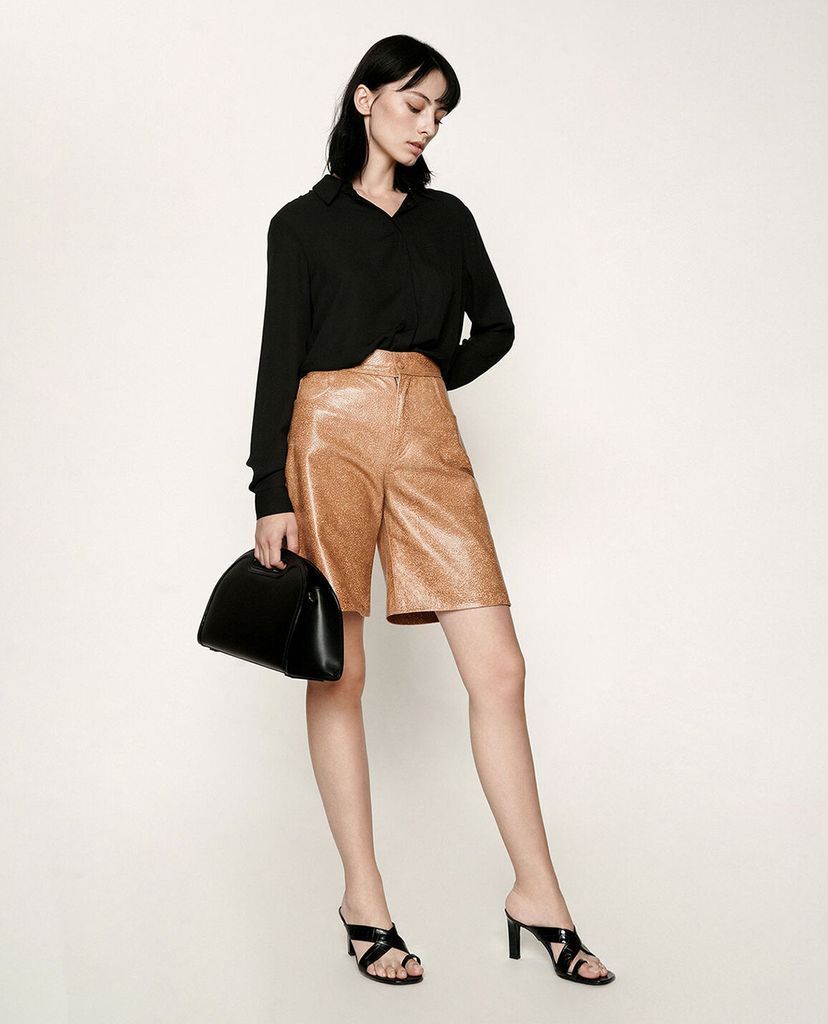 CHARLES & KEITH - Giày cao gót đế vuông Croc Effect Heeled Mules