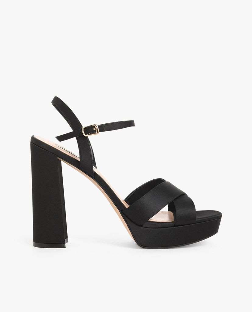 CHARLES & KEITH - Giày cao gót hở mũi đế trụ Satin Platform