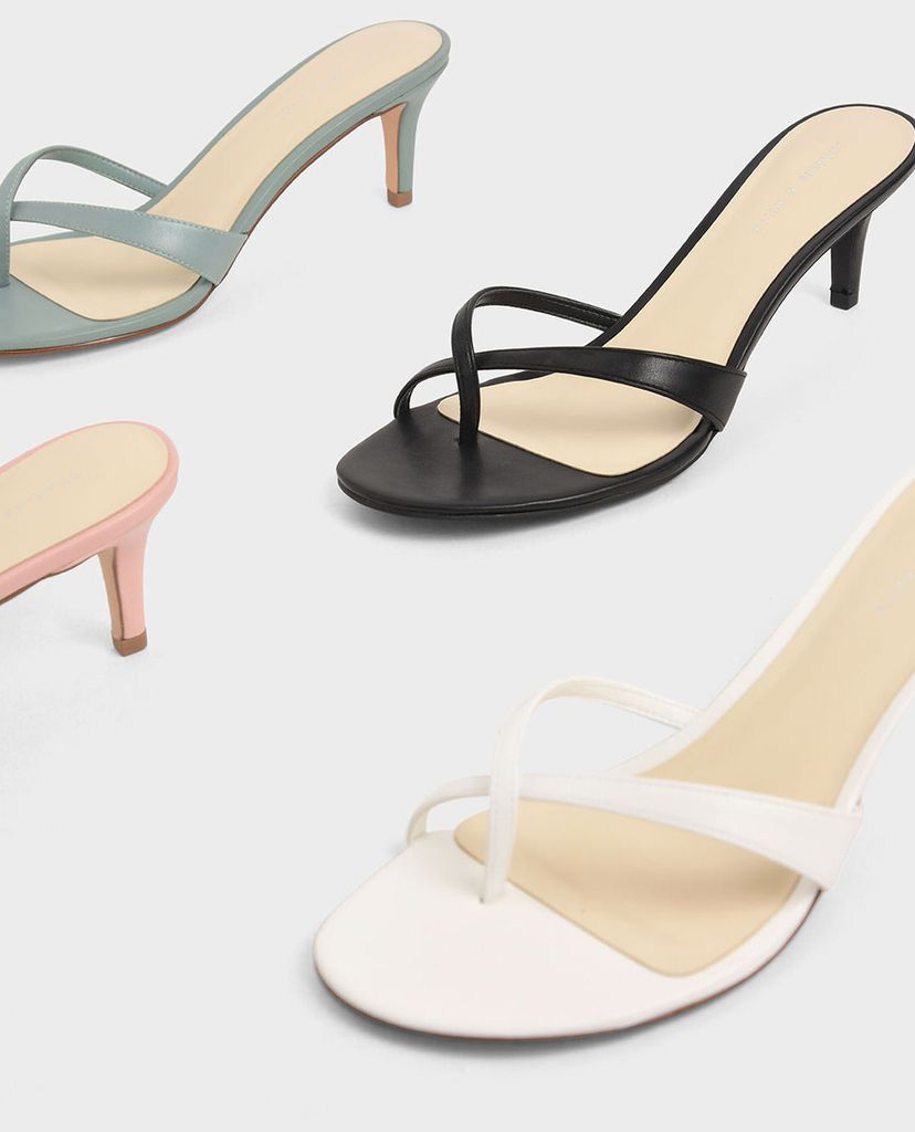 CHARLES & KEITH - Giày sandals cao gót Toe Strap
