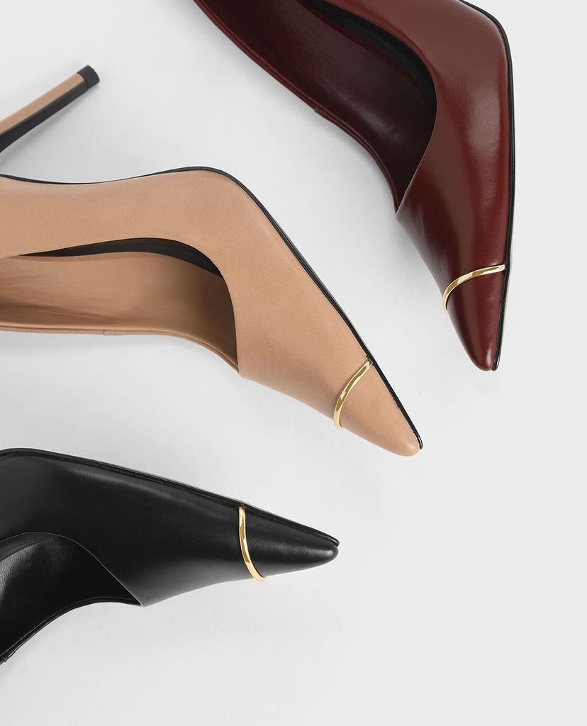 CHARLES & KEITH - Giày cao gót mũi nhọn Metallic Accent Pointed Toe