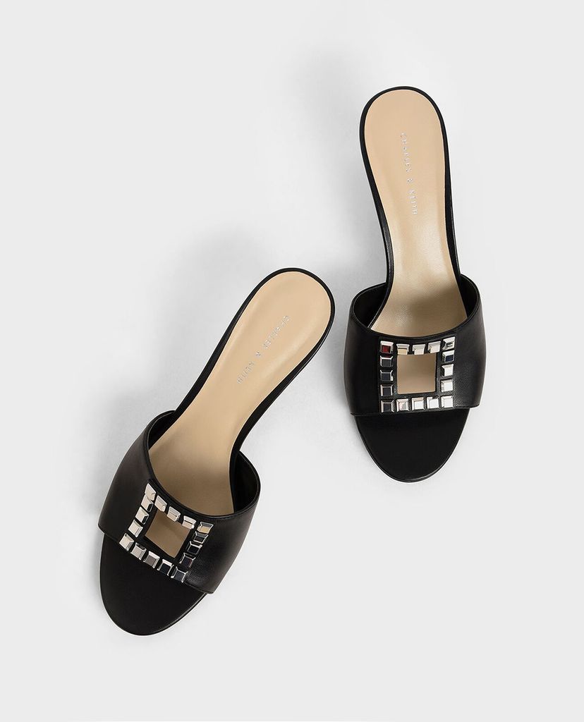 CHARLES & KEITH - Giày cao gót hở mũi Embellished Mules
