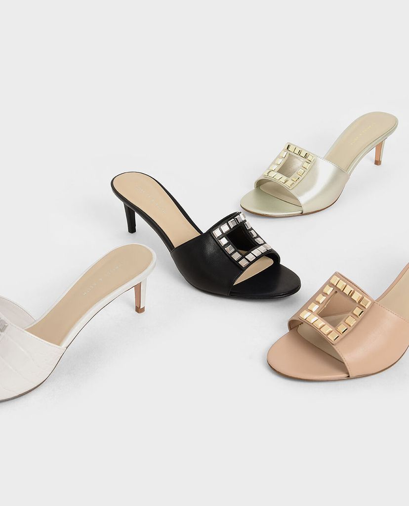 CHARLES & KEITH - Giày cao gót hở mũi Embellished Mules