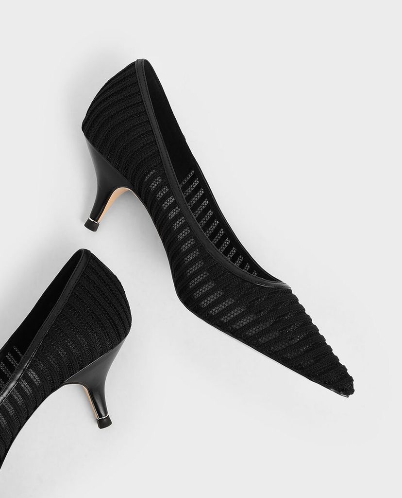 CHARLES & KEITH - Giày cao gót Mesh Pointed Toe Pumps