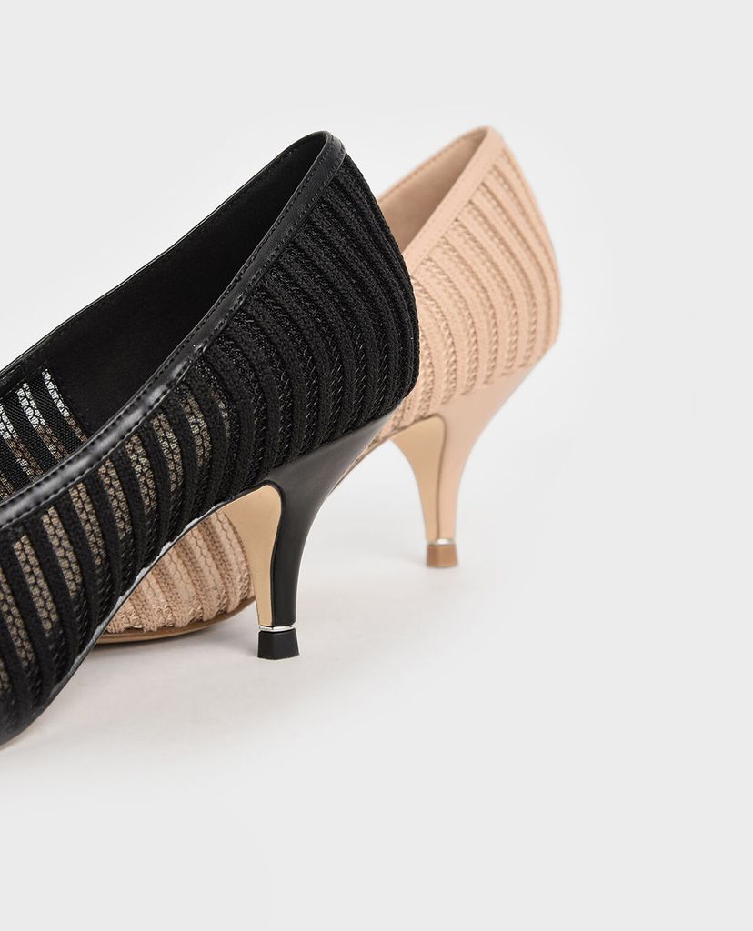 CHARLES & KEITH - Giày cao gót Mesh Pointed Toe Pumps