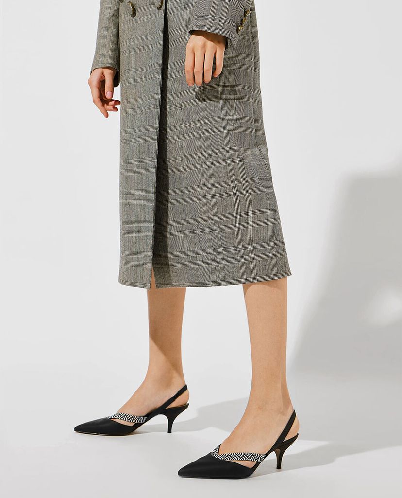 CHARLES & KEITH - Giày cao gót mũi nhọn Woven Band Slingback