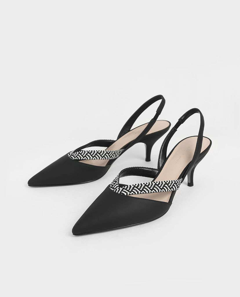 CHARLES & KEITH - Giày cao gót mũi nhọn Woven Band Slingback
