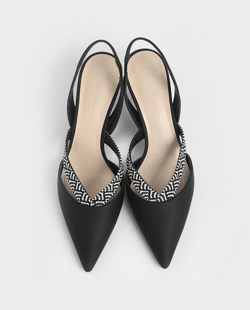 CHARLES & KEITH - Giày cao gót mũi nhọn Woven Band Slingback