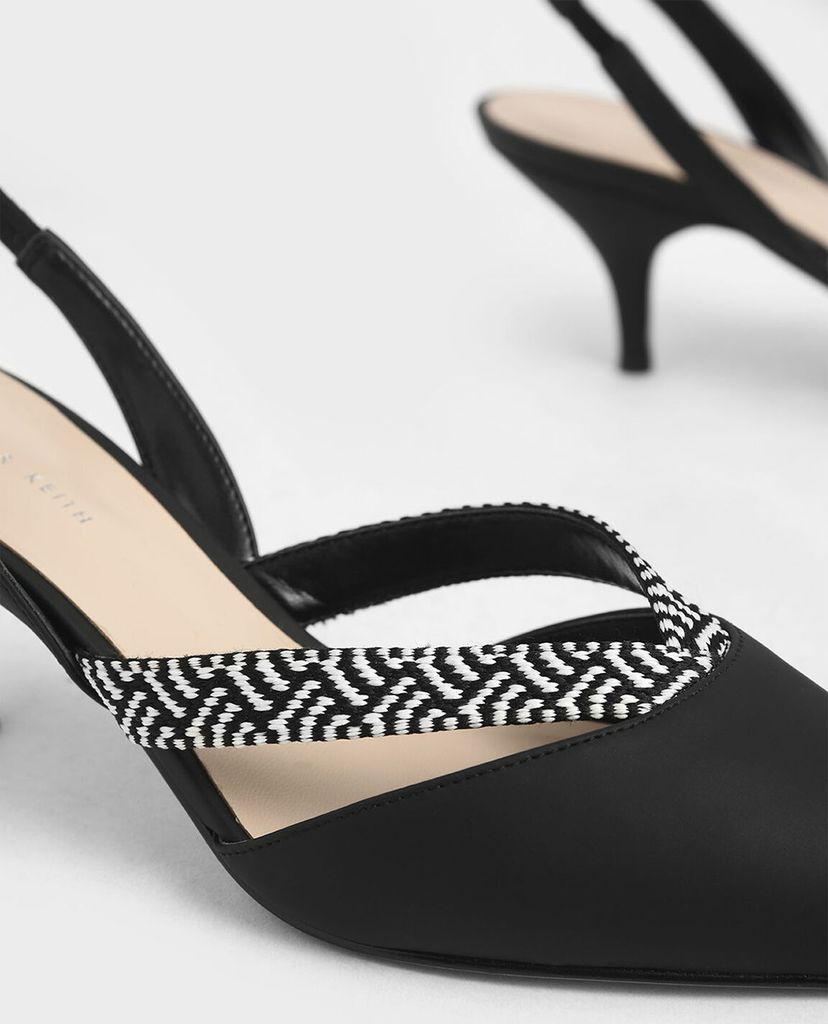 CHARLES & KEITH - Giày cao gót mũi nhọn Woven Band Slingback