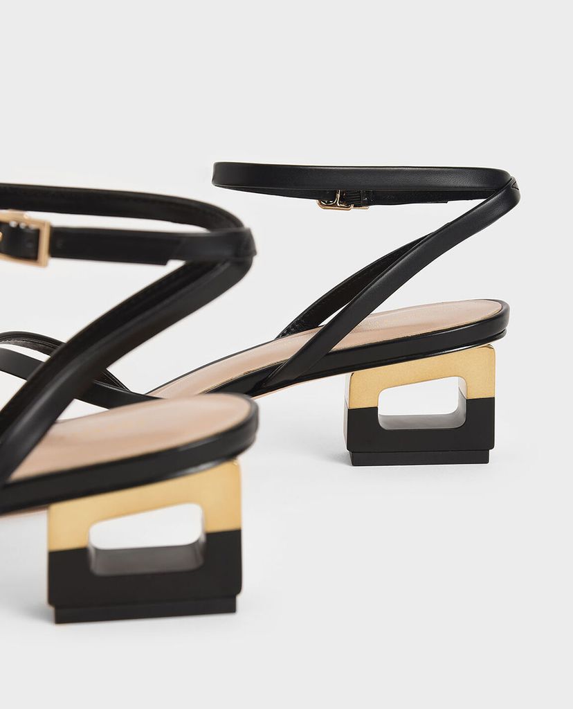 CHARLES & KEITH - Giày sandal cao gót Sculptural Chrome