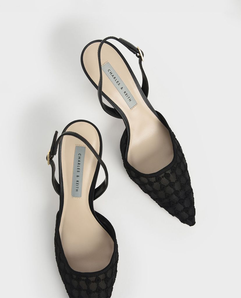 CHARLES & KEITH - Giày cao gót mũi nhọn Lace Slingback