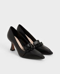 CHARLES & KEITH - Giày cao gót mũi nhọn Chain Embellished Loafer