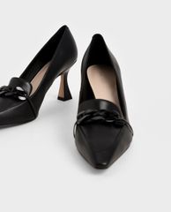 CHARLES & KEITH - Giày cao gót mũi nhọn Chain Embellished Loafer