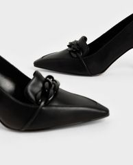CHARLES & KEITH - Giày cao gót mũi nhọn Chain Embellished Loafer