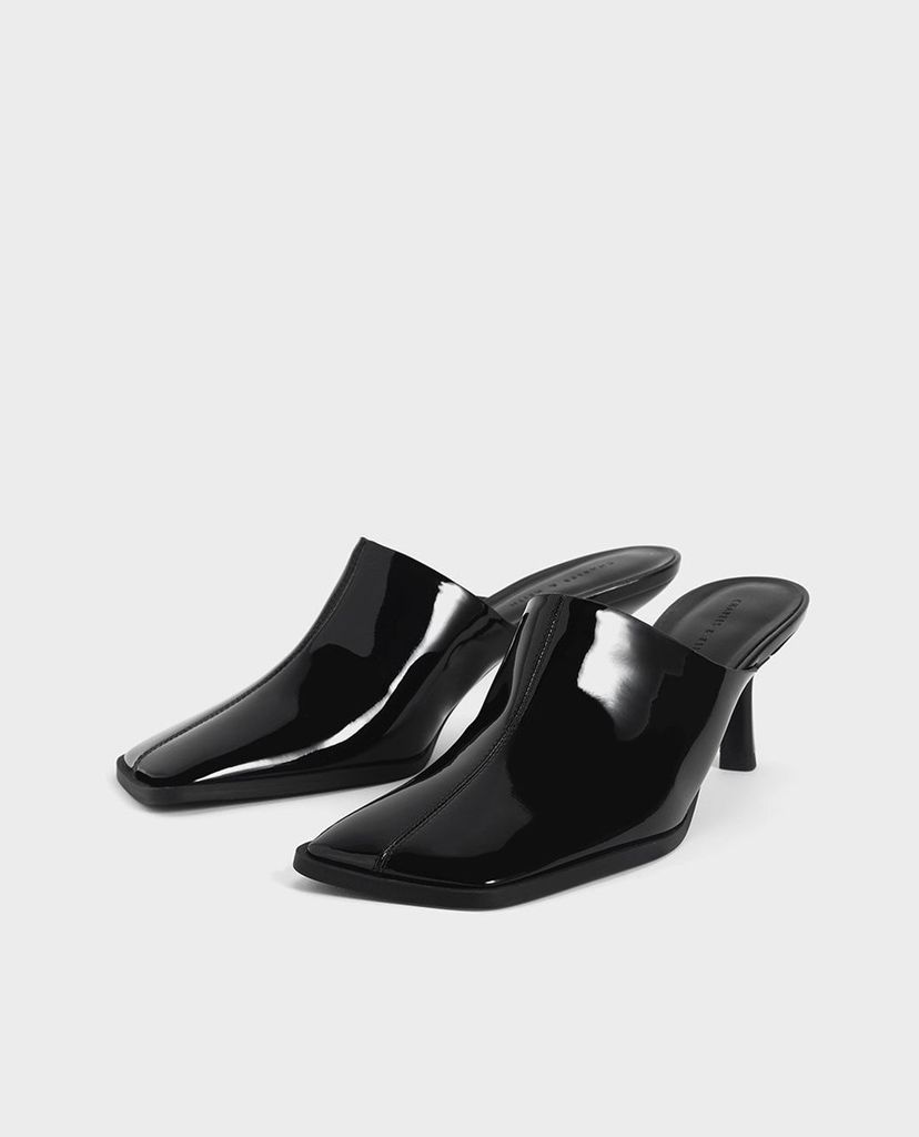 CHARLES & KEITH - Giày cao gót mũi tròn Covered Mules