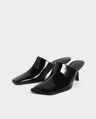 CHARLES & KEITH - Giày cao gót mũi tròn Covered Mules