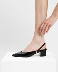CHARLES & KEITH - Giày cao gót mũi nhọn đế trụ Pointed Slingback