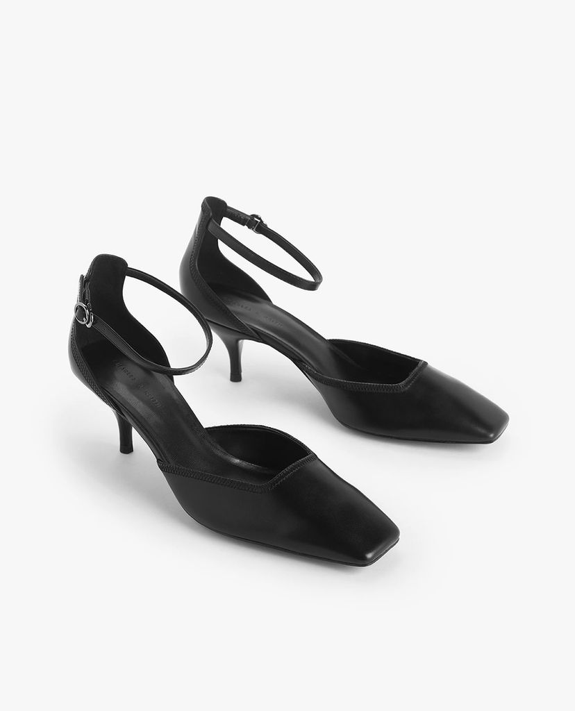 CHARLES & KEITH - Giày cao gót mũi vuông Stitch Detail D Orsay