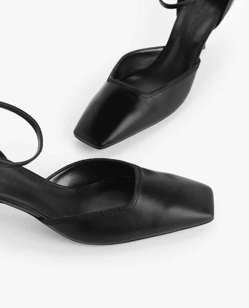 CHARLES & KEITH - Giày cao gót mũi vuông Stitch Detail D Orsay