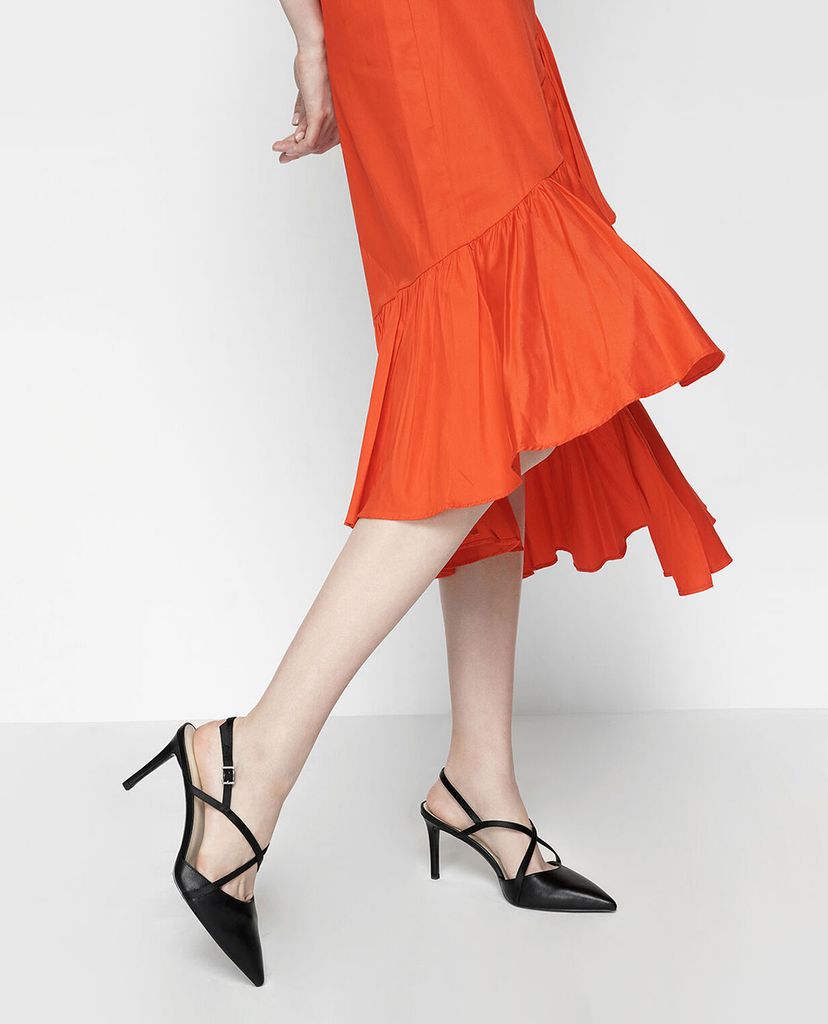 CHARLES & KEITH - Giày cao gót mũi nhọn Satin Criss Cross Strap