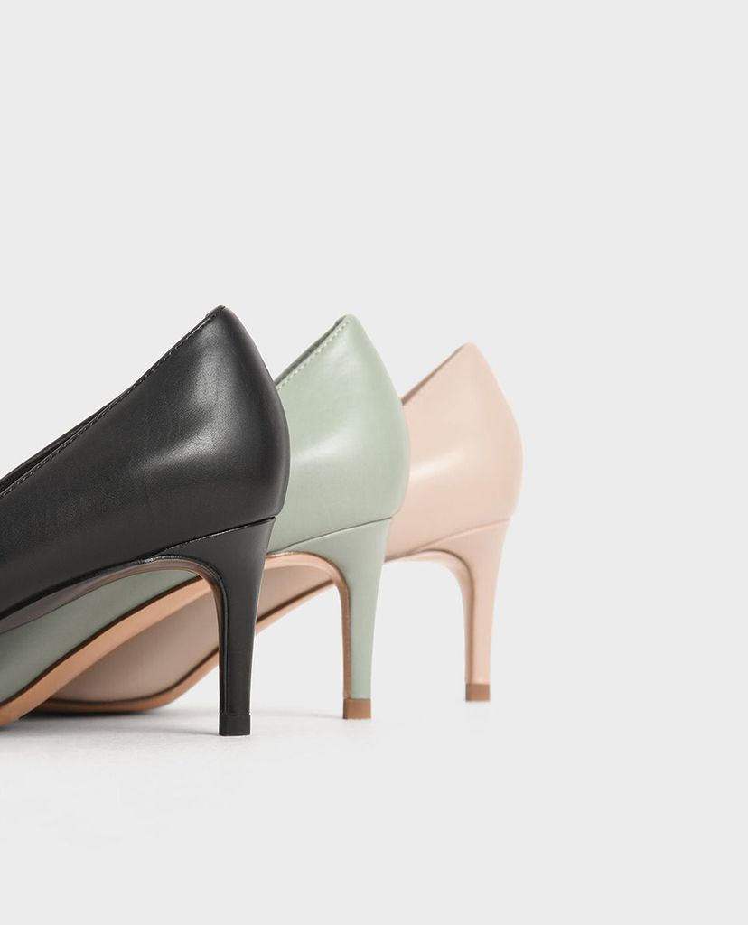 CHARLES & KEITH - Giày cao gót mũi nhọn Metallic Bow Pumps