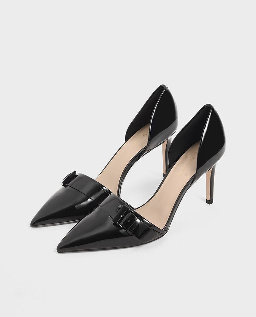 CHARLES & KEITH - Giày cao gót mũi nhọn Patent Buckled D Orsay Pumps