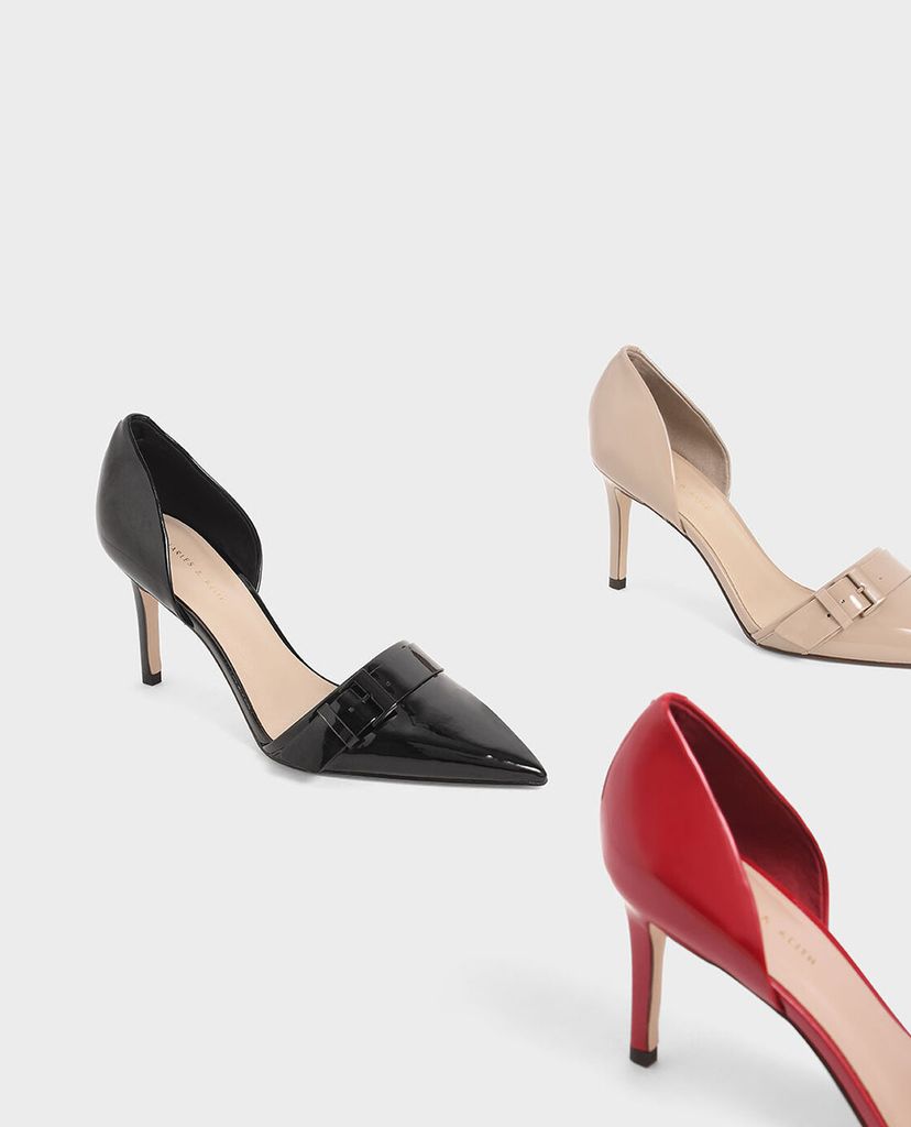 CHARLES & KEITH - Giày cao gót mũi nhọn Patent Buckled D Orsay Pumps