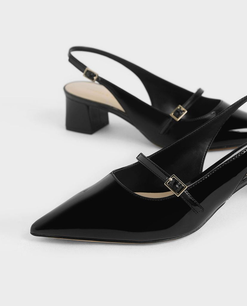 CHARLES & KEITH - Giày cao gót mũi nhọn Patent Mary Jane Slingback