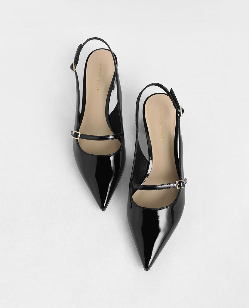 CHARLES & KEITH - Giày cao gót mũi nhọn Patent Mary Jane Slingback