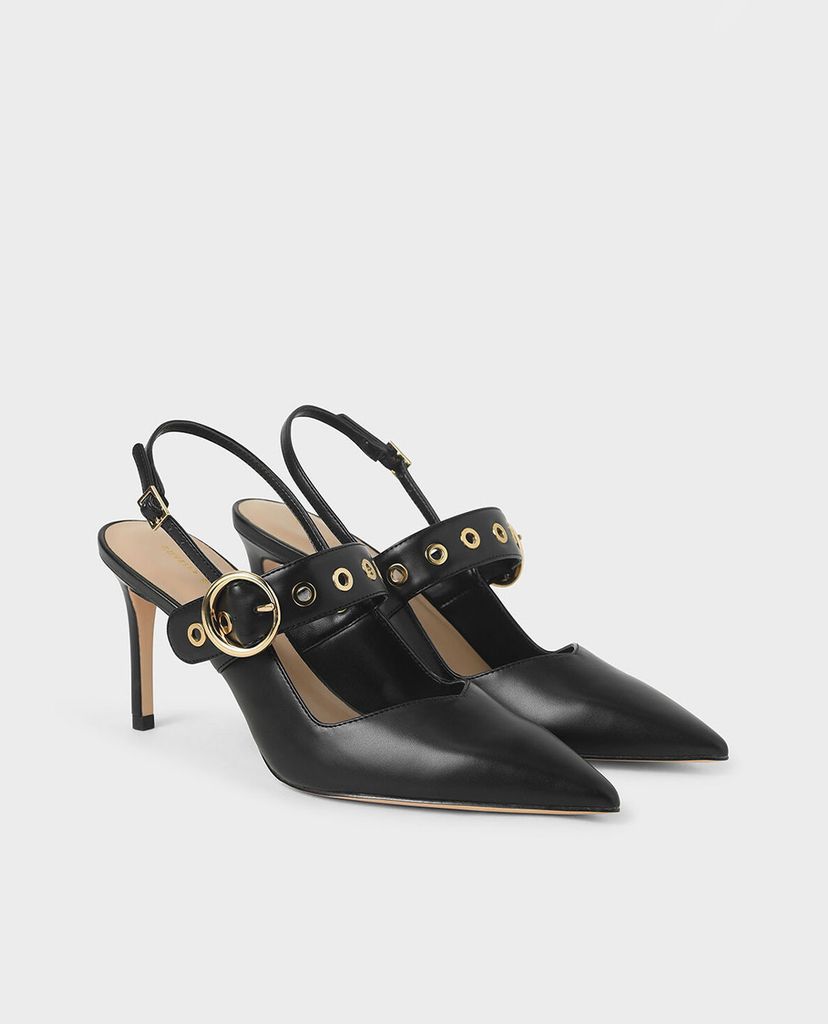 CHARLES & KEITH - Giày cao gót mũi nhọn Grommet Slingback