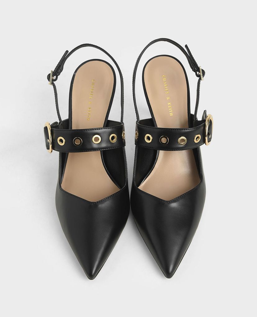CHARLES & KEITH - Giày cao gót mũi nhọn Grommet Slingback