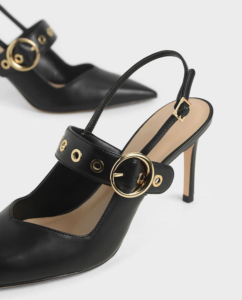 CHARLES & KEITH - Giày cao gót mũi nhọn Grommet Slingback