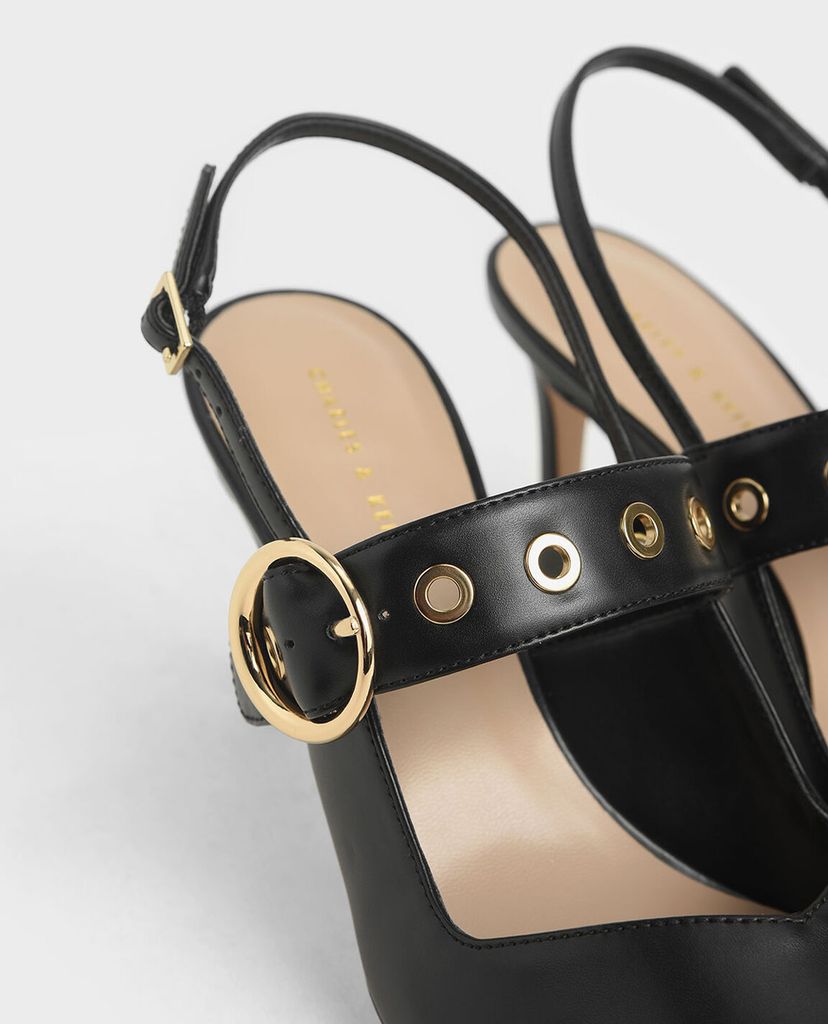 CHARLES & KEITH - Giày cao gót mũi nhọn Grommet Slingback
