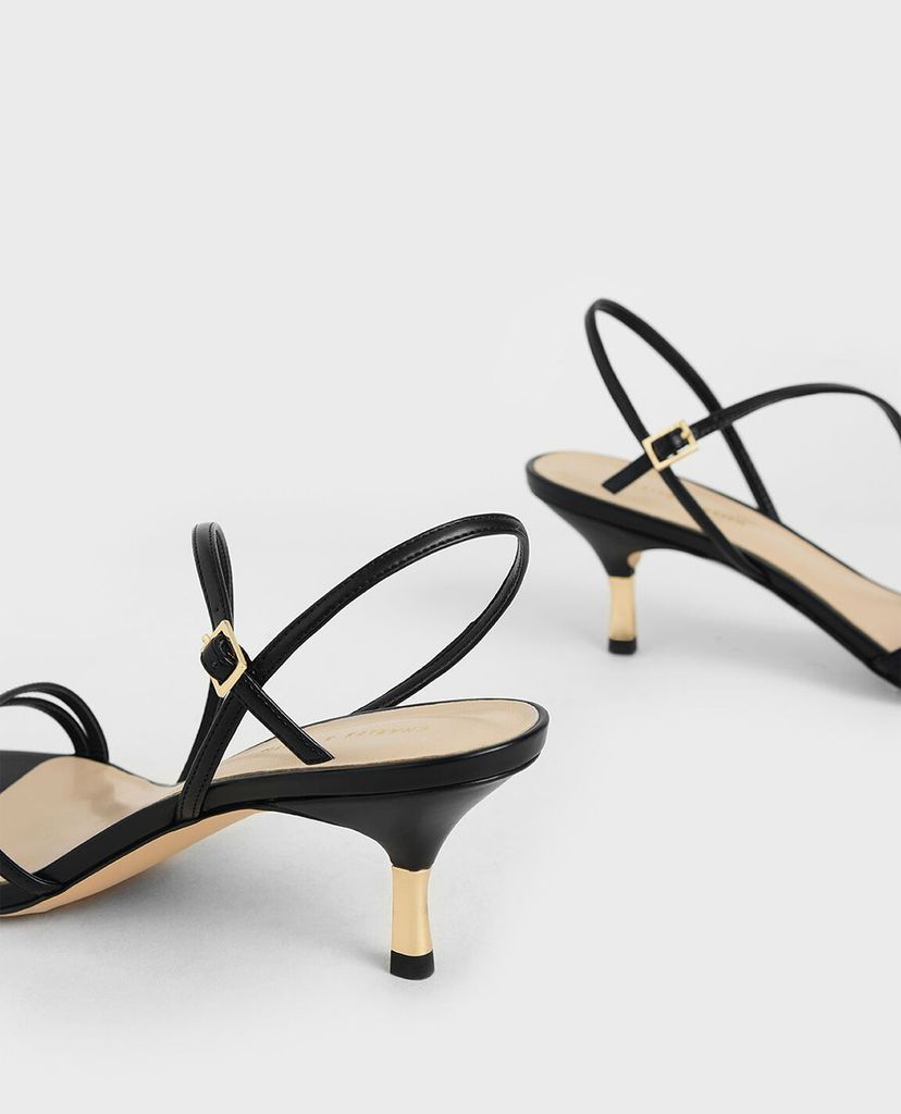 CHARLES & KEITH - Giày sandal cao gót Strappy Metallic
