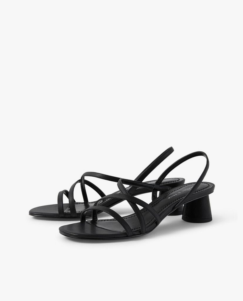 CHARLES & KEITH - Giày sandal cao gót hở mũi Strappy Cylindrical
