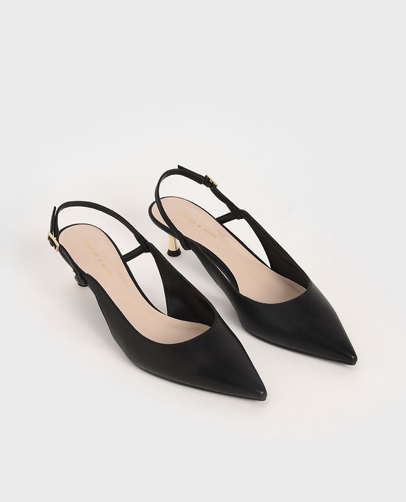 CHARLES & KEITH - Giày cao gót mũi nhọn Cut Out Slingback Kitten