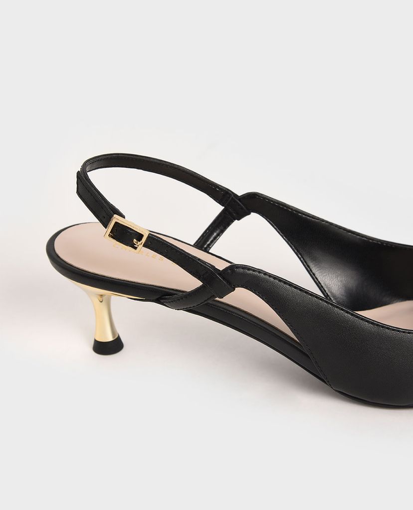 CHARLES & KEITH - Giày cao gót mũi nhọn Cut Out Slingback Kitten