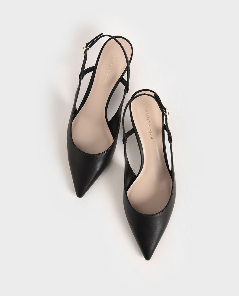CHARLES & KEITH - Giày cao gót mũi nhọn Cut Out Slingback Kitten