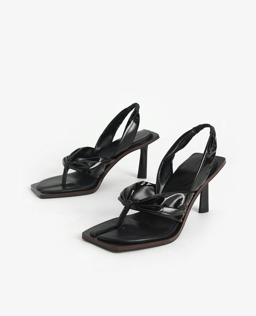 CHARLES & KEITH - Giày sandal cao gót Patent Slingback Thong