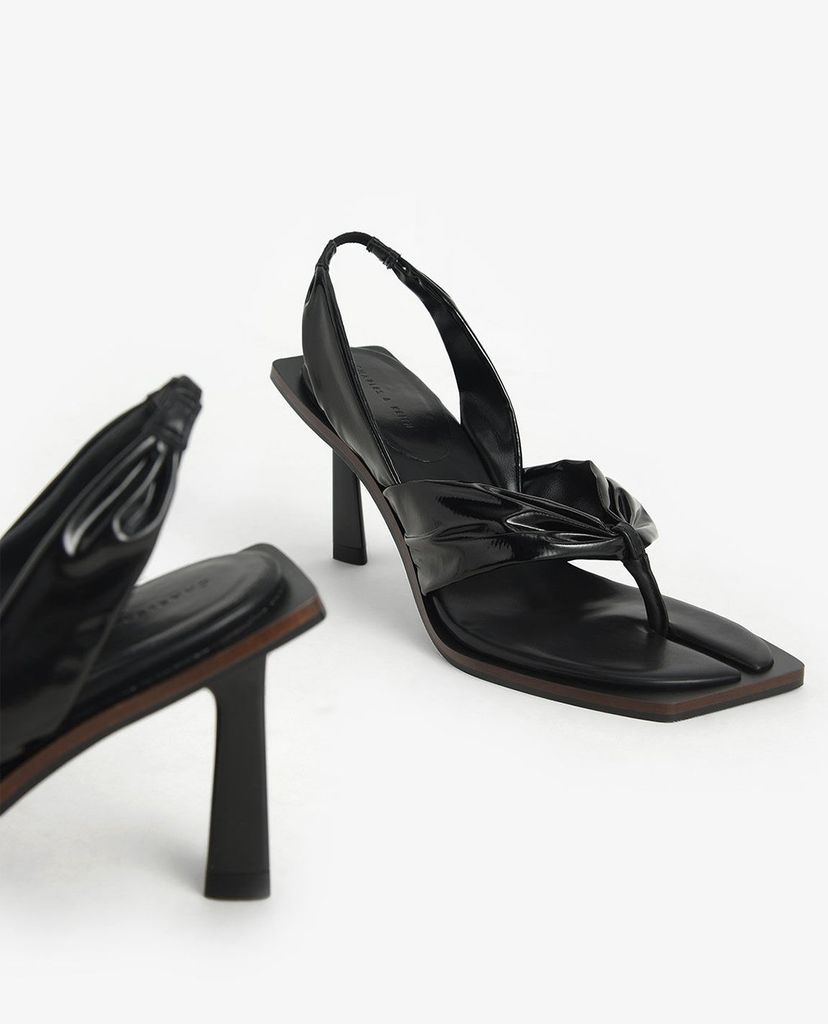 CHARLES & KEITH - Giày sandal cao gót Patent Slingback Thong
