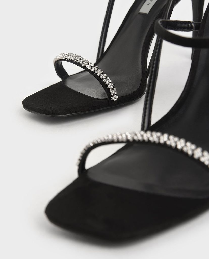 CHARLES & KEITH - Giày cao gót quai ngang Gem Embellished Strappy