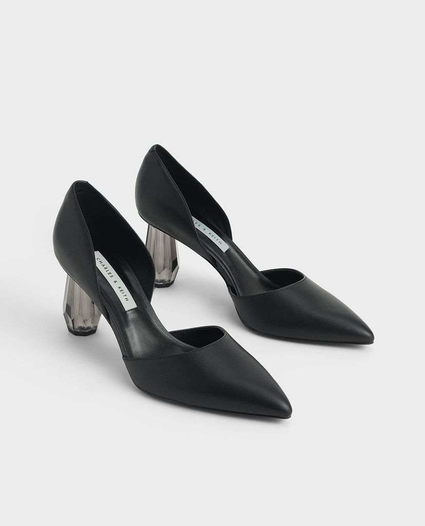 CHARLES & KEITH - Giày cao gót mũi nhọn Croc Geometric Heel D'Orsay Court