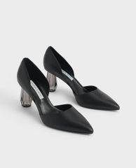 CHARLES & KEITH - Giày cao gót mũi nhọn Croc Geometric Heel D'Orsay Court