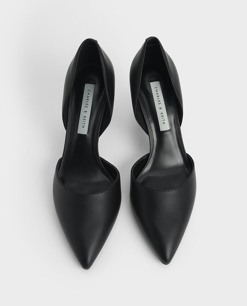 CHARLES & KEITH - Giày cao gót mũi nhọn Croc Geometric Heel D'Orsay Court