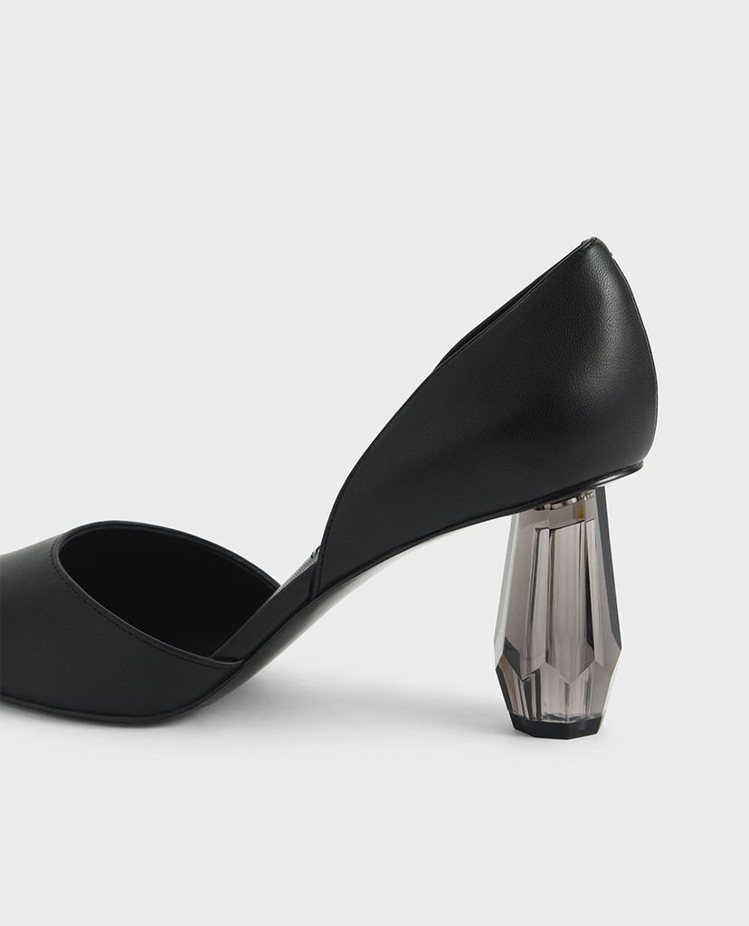 CHARLES & KEITH - Giày cao gót mũi nhọn Croc Geometric Heel D'Orsay Court