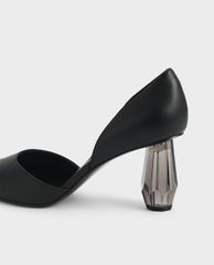 CHARLES & KEITH - Giày cao gót mũi nhọn Croc Geometric Heel D'Orsay Court