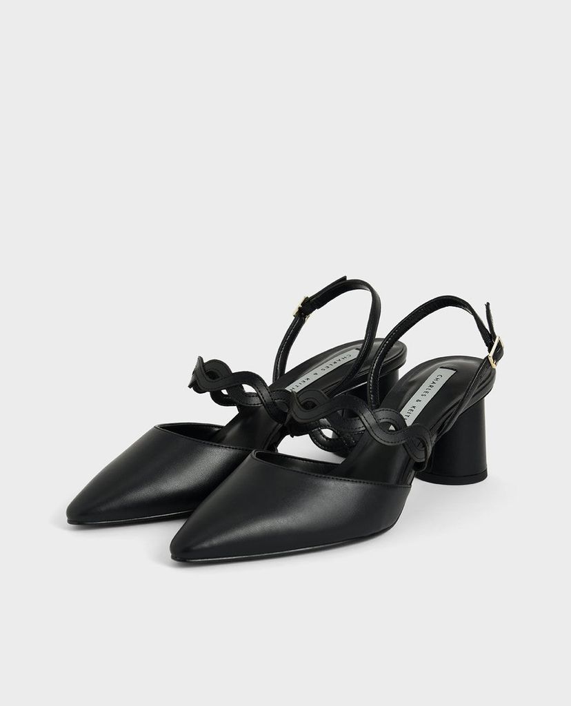 CHARLES & KEITH - Giày cao gót mũi nhọn Woven Strap Slingback